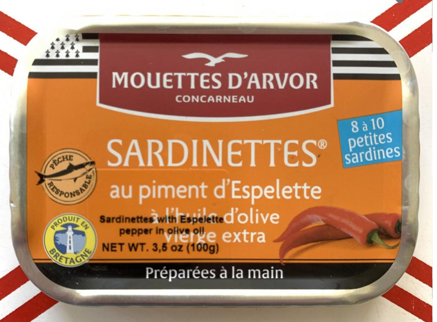 Mouettes D’Arvor - Sardines in Olive Oil with Organic Espelette Pepper