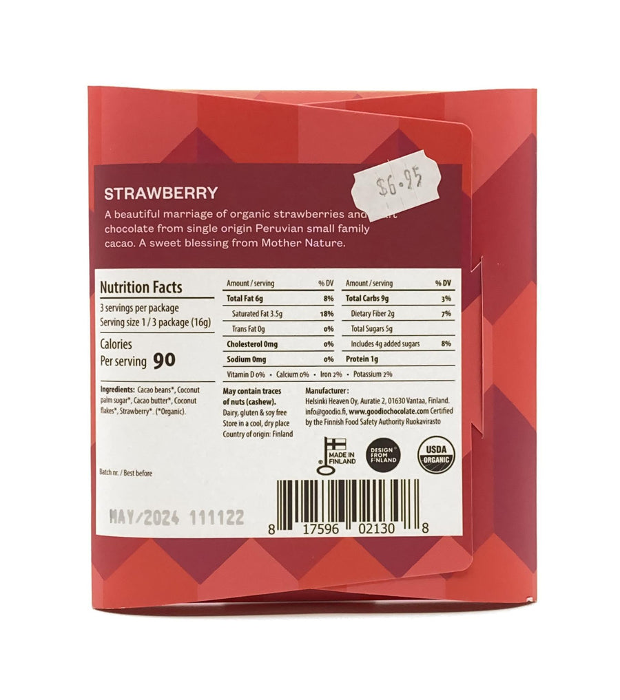 Goodio - Strawberry 49% Cacao  |  Organic Vegan Craft Chocolate